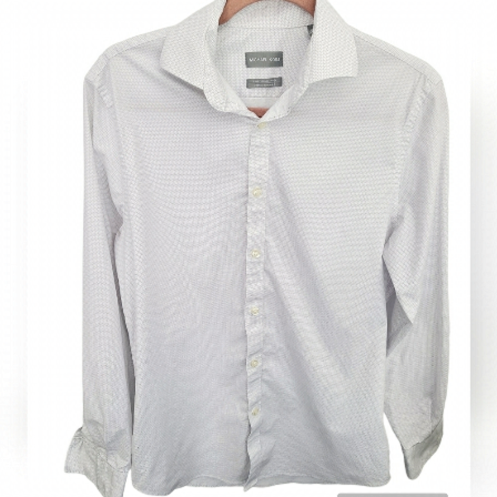 Michael Kors Men's White Button Down Long Sleeve Dress Shirt Size Medium